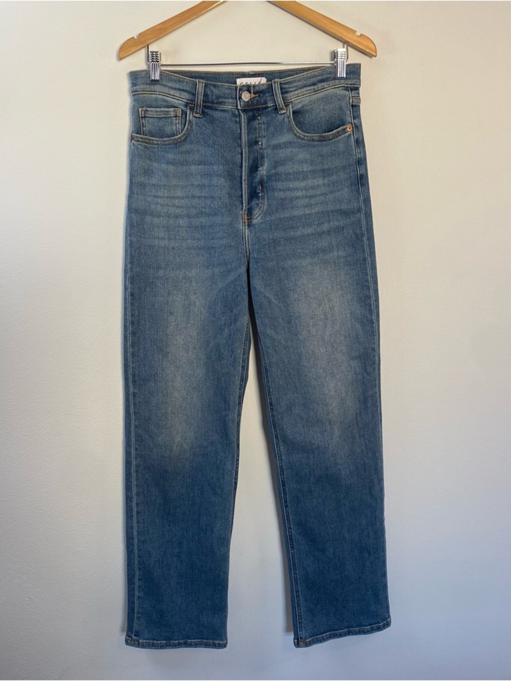 Cello High Waist Straight Leg Button Fly Blue Jeans Denim Size 9